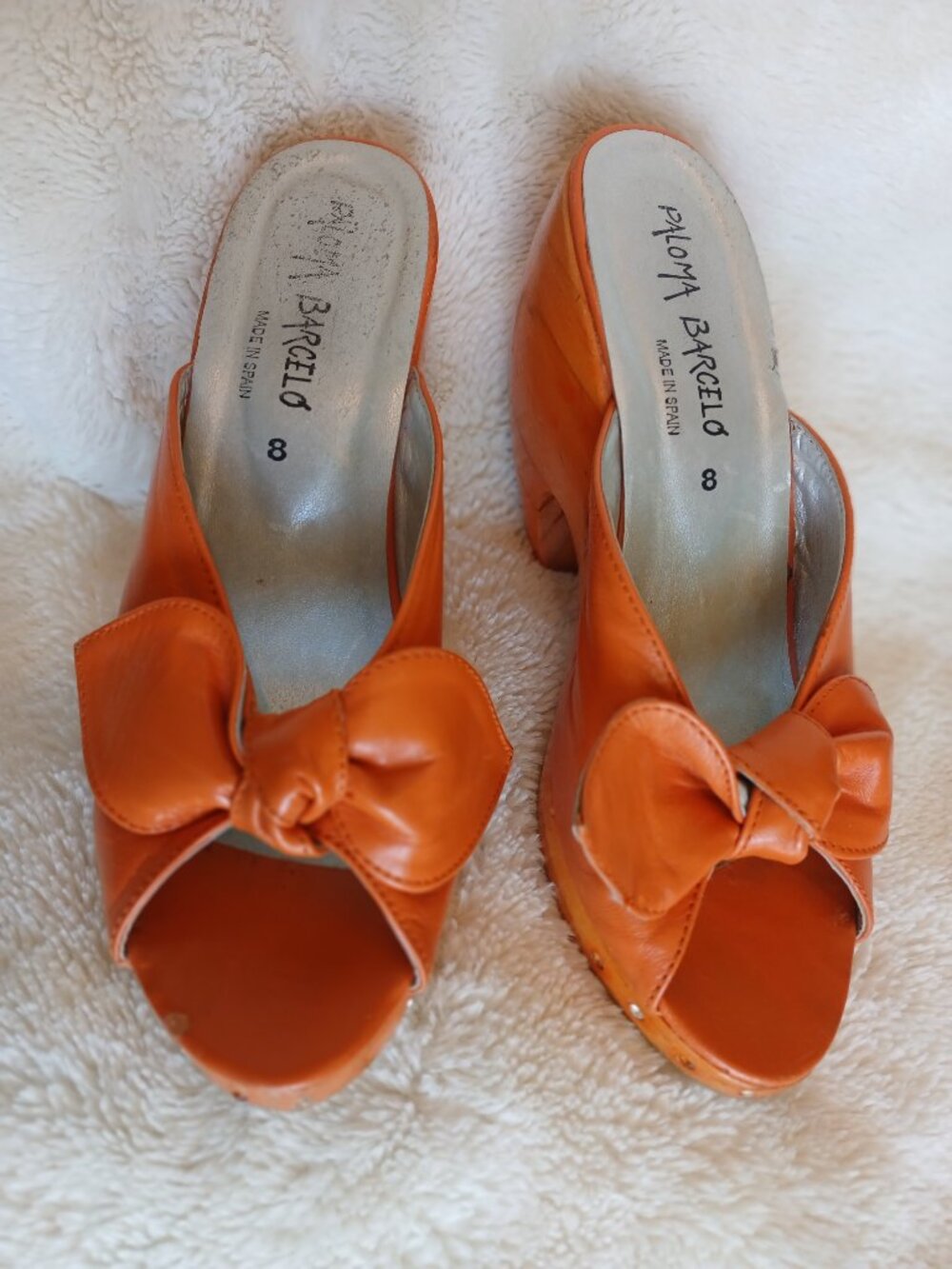 Paloma Barcelo Orange Wedge Sandal, SPAIN
